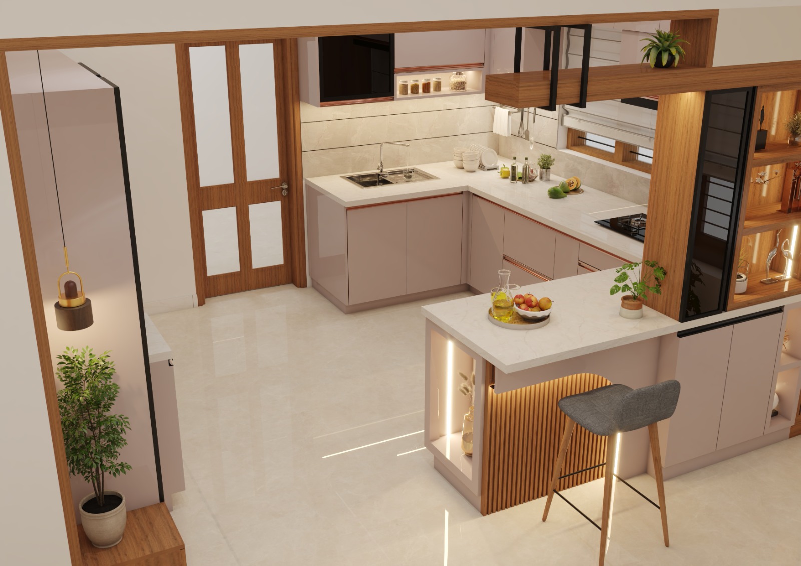 Custom modular kitchen design by Arcshell Interiors